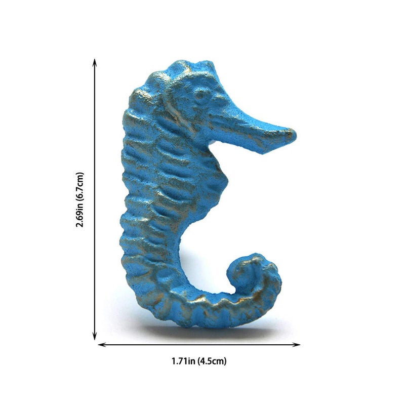 ZILucky Sea Horse Starfish Seashell and Crab Drawer Pulls Handles for Dresser Cupboard Wardrobe Cabinet Kitchen Beach Ocean Theme Knobs Pack of 4 (Blue) (Blue) - Image 5